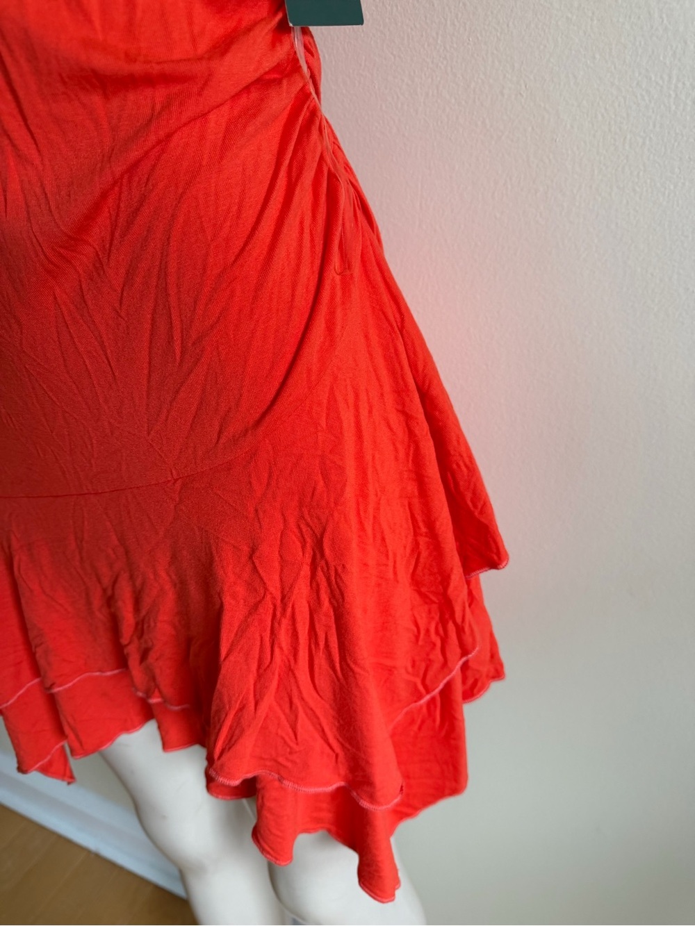 Bright Red Tie-Front Ruffled Mini Dress - Picture 6 of 11